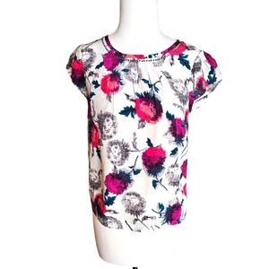 Boden Limited Edition Floral 100% Silk Short sleeve Blouse Size 6